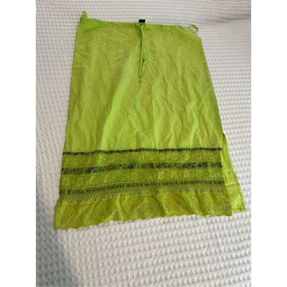 Vintage Blue Plate like green Maxi skirt with embroidery and side slits - Picture 1 of 16